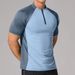 Men's Clothing Running Sports Short Sleeved T Shirt Men's Stand Up Collar Half Zip Solid Color Fitness Clothes Training Stretch Quick Drying Clothes_viptrois.com