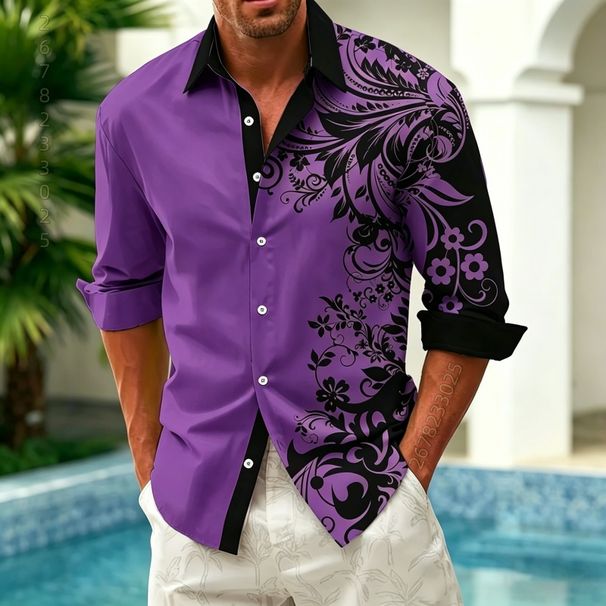 Camisa De Hombre Nueva 2026, Camisa Negra Con Estampado Floral, Camisa Informal De Negocios, Estilo Urbano, Camisa De Moda Para Hombre, Tallas XS-6XL_viptrois.com