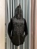 Zipper 2023 Autumn Winter New Rhinestone Sweatshirt Long Sleeve Loose Casual Gothic Hoodie_viptrois.com