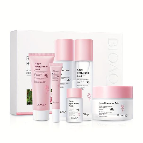 Rose Hyaluronic Acid Nourishing 6-Piece, Hydrating Skincare Set_viptrois.com