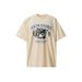 Spring And Autumn New Design Illustration Print Big Cat Crew Neck T-Shirt Short Sleeve_viptrois.com