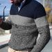 Loom Loom Cross-Border Sweater Knitwear And American Fashion Pullover Color Block Half-Zip Casual European Size Men's_viptrois.com