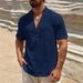 Men's Clothing Single Layer Breathable Stand Up Collar Short Sleeved Shirt Fashion Simple Solid Color Shirt_viptrois.com