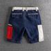 Premium Products Summer Trendy Style, Personalized Color Blocking Splicing, Washed And Worn, Slim Fit Men's Workwear Shorts, Multi Pocket_viptrois.com