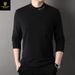 Paisenlong Double-Sided Long Sleeved For Winter Wear, Half High Neck German Velvet Base Shirt, Middle-Aged Men's Solid 56A_viptrois.com