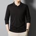 1 2024 Men's Knitted Solid Color Versatile High-Quality Spring And Autumn Regular Wool Sweater Base Shirt_viptrois.com