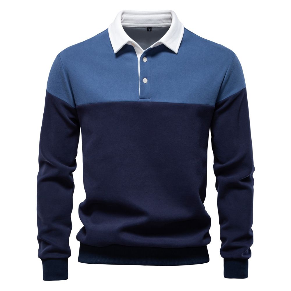 Men's Clothing New Long Sleeve Polo Collar Sweatshirt High Quality Casual Foreign Trade Men's Sweatshirt_viptrois.com