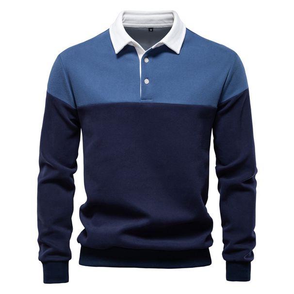 Men's Clothing New Long Sleeve Polo Collar Sweatshirt High Quality Casual Foreign Trade Men's Sweatshirt_viptrois.com