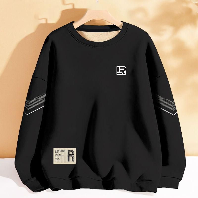 Loose Casual Versatile Men's Sweatshirt Spring Autumn Round Neck Pullover Long Sleeve Base Shirt For Men_viptrois.com