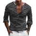 Yama Men's Autumn Winter Versatile Base Long Sleeve Shirt Casual Striped Henley T-Shirt_viptrois.com