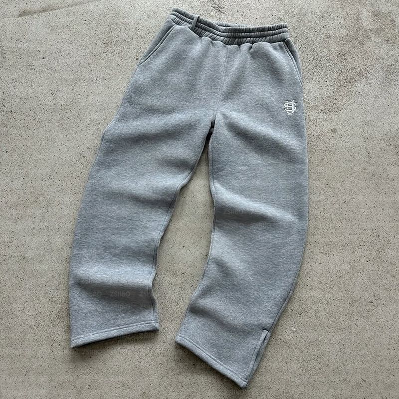 Men's & Women's Y2K Streetwear Pants - Loose Fit Small Logo Embroidery Casual Trousers (Black/Beige/Gray)_viptrois.com