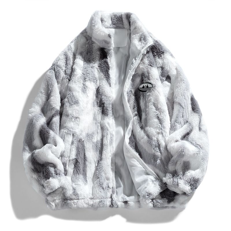 Men's Winter Lamb Wool Coat Loose Tie-Dye Fleece Lined Thick Warm Jacket Ins Trendy Streetwear_viptrois.com