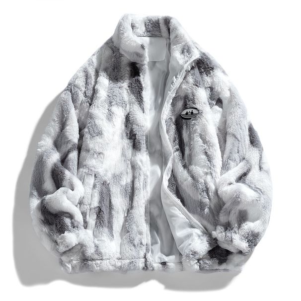 Men's Winter Lamb Wool Coat Loose Tie-Dye Fleece Lined Thick Warm Jacket Ins Trendy Streetwear_viptrois.com