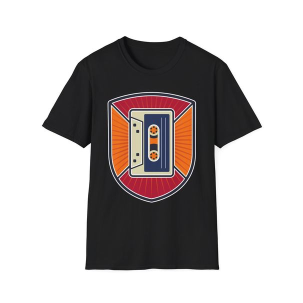 Cassette Tape T-Shirt Mens Womens Tees Top, Retro Style Music Badge Tee, Music Lover Top_viptrois.com