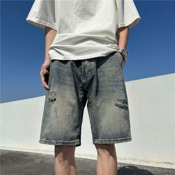 Men's Clothing Summer Harajuku Style Ins Casual Handsome Version Loose Wide Leg Five Point Pants_viptrois.com