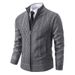 Men's Clothing Men's Fleece-Lined Stand Collar Cardigan - Winter Knit Jacket (Beige/Light Grey/Dark Grey, M-3XL)_viptrois.com