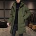Men's Clothing Large Size Mid Length Cotton Coat Men's Loose Hooded Cotton Jacket Warm Coat Thick Down Cotton Coat Cold Protection_viptrois.com