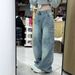 Men's Clothing Washed High Waist Jeans New Style Slim All Match Design Straight High Waist Casual Mopping Trousers_viptrois.com