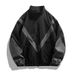 Trendy Brand Embedded Line Reflective Splicing Stand Up Collar Zipper Spring Autumn Season, Loose Sports And Casual_viptrois.com