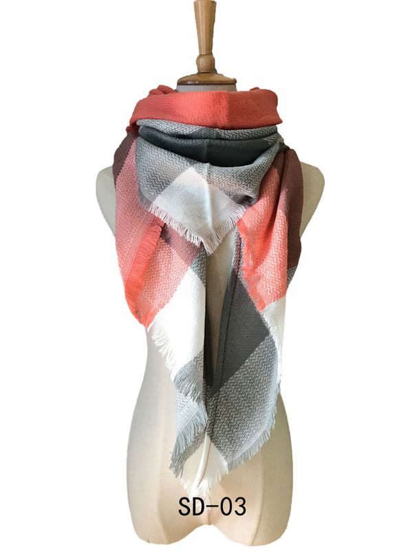 Unisex Large plaid tassel square triangle scarf scarf women's bib shawl_viptrois.com