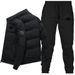 New stand-up collar cotton shirt + pants suit printed men's winter thickened warm cotton clothing casual wear_viptrois.com