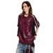 American-style Sports Short-sleeve T-shirt For Men Women, Loose And Breathable, Summer PU Leather Patchwork Hip-hop_viptrois.com