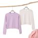 Women's Heavyweight 330G Terry Cloth Sweatshirt, Korean Style Round Neck Long Sleeve, Soft & Comfortable Loose Fit For Autumn Winter_viptrois.com