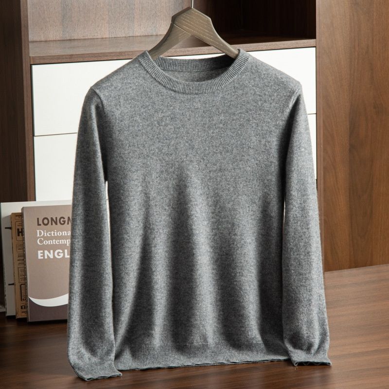 Nordmann Men's Cashmere Sweater Autumn Winter Base Shirt Business Casual Loose Fit Plus Size Warm Long Sleeve Top Solid Color_viptrois.com