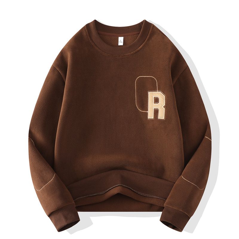 "Men's Casual Round Neck Pullover Sweatshirt – Loose Fit Long Sleeve T-Shirt, Trendy Streetwear Essential For Teens Breathable Fabric"_viptrois.com
