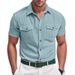 Men's New Summer Short-sleeved T-shirt Shirt Casual Loose Corduroy Workwear Heavyweight T-shirt_viptrois.com