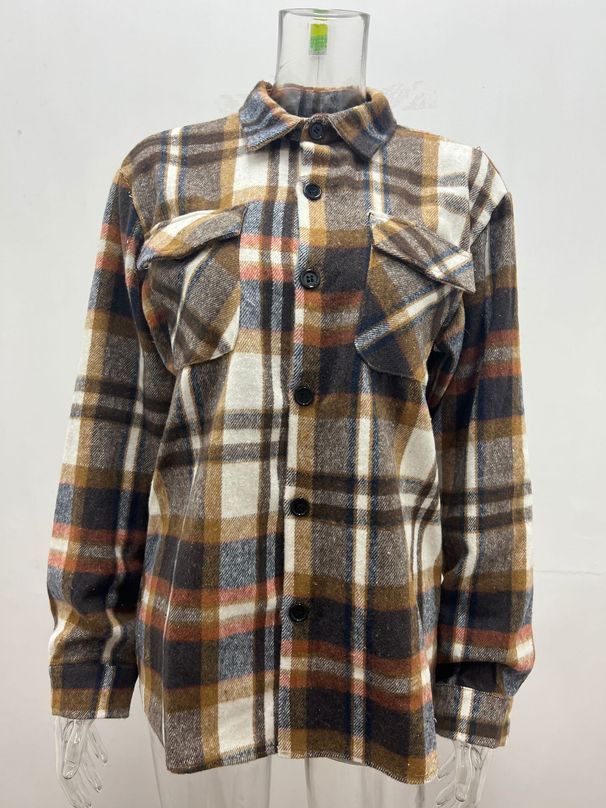 American Vintage Autumn Winter Brushed Warm Check Shirts For Men Heavyweight Thick Thermal Plaid Casual Woolen Workwear Coats_viptrois.com