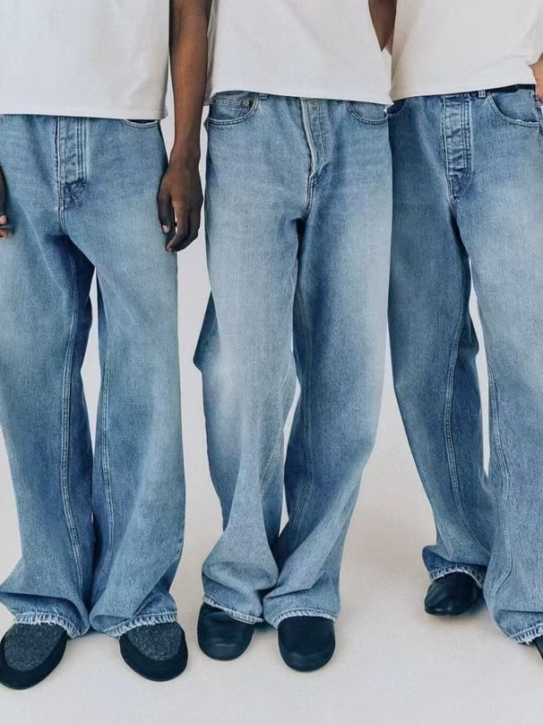 Men's Clothing Vujade 009 Steve American Washed Blue Jeans Casual Loose Versatile Straight Trousers Kenijima_viptrois.com