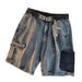 Washed Old Denim Shorts, Men's Summer Trend, Ins Multi Pocket Workwear Pants, Loose Fitting American Casual Capris_viptrois.com