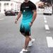 Summer 3D Print Men's Fashion Trend Cool Short Sleeve T-Shirt And Shorts Set European And American Style Hot Selling Version_viptrois.com