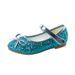 Korean Style Bow Princess Children's Shoes 2023 New Velcro Sequin Flat Shoes for Big Children and Girls Dance Leather Shoes_viptrois.com