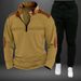 Spring And Autumn Hot Sale Fashion Men's Clothing Chest Ruffle Lapel Zipper Long Sleeve Polo Shirt Men's Suit_viptrois.com