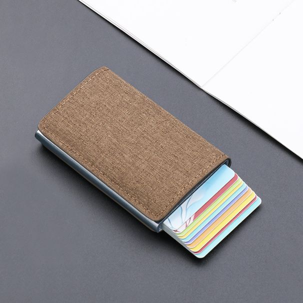 Card Holder Purse Wallets Canvas Card Bag Rfid Anti-theft Brush Automatically Ejects Credit Card Dollar Clip Metal Card Bag Men's Multi-card Wallet_viptrois.com