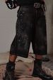 Premium Products Y2k Trendy Street Wide Leg Washed And Worn Rhinestone Denim Shorts Loose Cropped Pants_viptrois.com