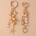 New Creative Moon Star Starfish Keychain Fashion Key Pearl Beaded Love Key Ring Backpack Pendant_viptrois.com