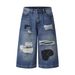 Men's Clothing Hole Embroidery Design Jeans Loose Lazy Feeling Trousers_viptrois.com