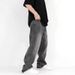 Men's Clothing Retro Washed Smoky Gray Trend Jeans Men's Loose Straight Wide Leg Drape Pants One Piece Dropshipping_viptrois.com