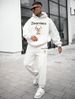 Fashion street vintage dog print casual hoodie set_viptrois.com