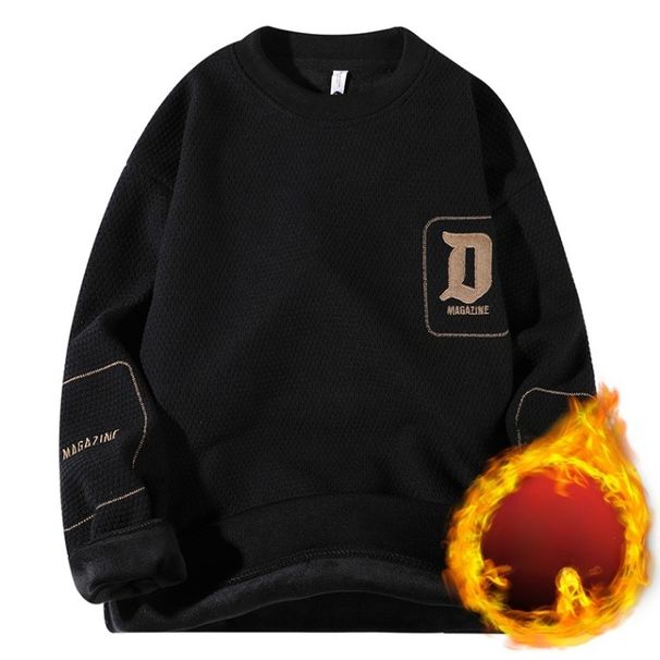 Men's Fleece Crew Neck Long Sleeve T-Shirt Thermal Sweater_viptrois.com