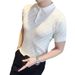 Men's Summer New Arrival Short Sleeve Polo Shirt Thin Ice Silk Collared Plaid Stretch Cotton T-Shirt_viptrois.com