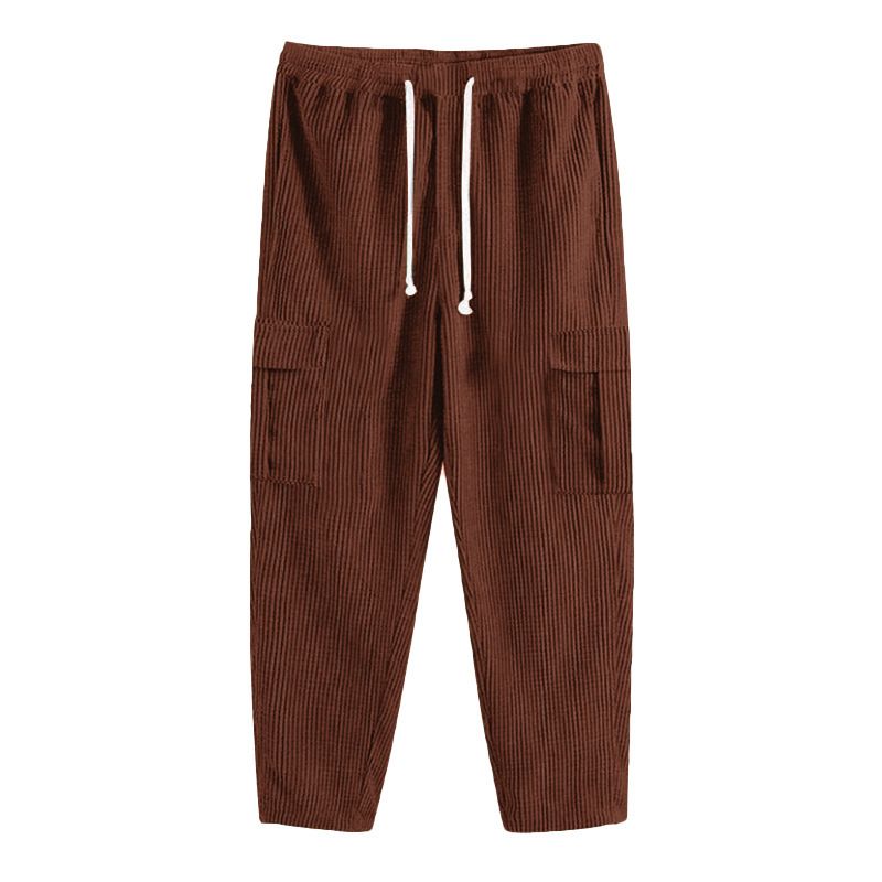 Men's Clothing Men's Corduroy Straight Leg Pants With Multiple Pockets - Slim Fit Casual Trousers For Autumn & Winter_viptrois.com