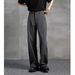 Men's Clothing Three Needle Trousers Black Autumn And Winter Drape Straight Casual Trousers Loose Trousers Wide Leg Suit Trousers_viptrois.com