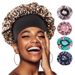 Hijab & Turban New Printed Satin Sleeping Cap Elastic Wide Brim Women's Hair Care Cap Round Hat Bonnet Witch Hat_viptrois.com