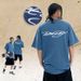 Embroidery American Style Printed Short Sleeve Men's New T-Shirt Women's Loose Fit Couple High Street_viptrois.com