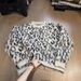 Pure Factory Direct Supply Autumn Winter Trendy Brand Retro Lazy Color-Block Leopard Print Brushed Warm Round Neck Knitted_viptrois.com
