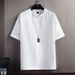 Men's Clothing New Style Half Sleeved T Shirt Cotton Linen Short Sleeved T Shirt Men's Summer Solid Color Loose Bottoming Shirt White_viptrois.com
